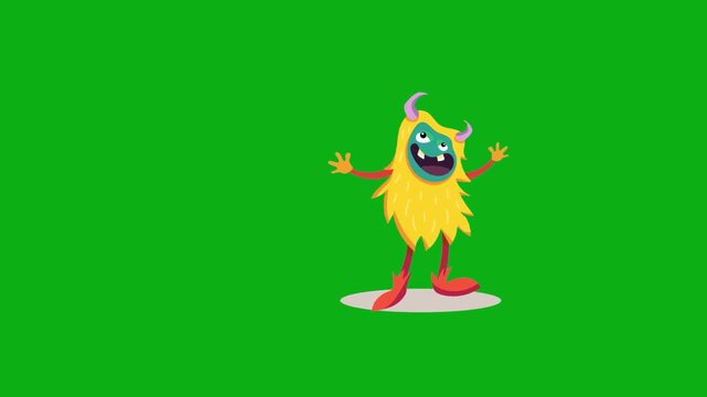 monster yellow creature beast fantasy myth horns spooky fun premium stock media clip for professional video editing projects. this high-end visual element is perfectly optimized