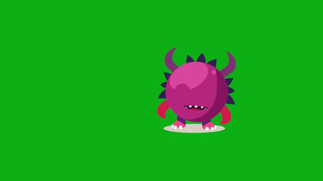 monster pink creature beast fantasy myth big eyes teeth premium stock media clip for professional video editing projects. this high-end visual element is perfectly optimized