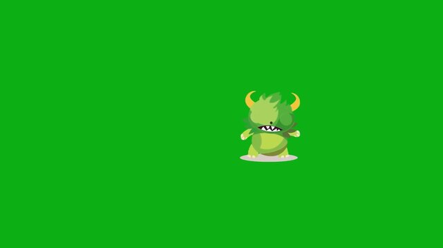monster small green creature beast fantasy myth tiny horns premium stock media clip for professional video editing projects. this high-end visual element is perfectly optimized