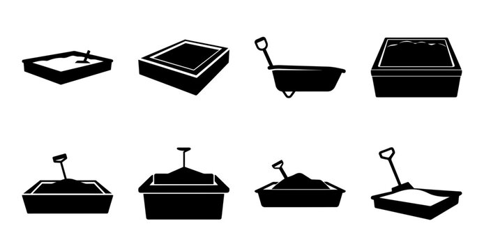 Flat pack metal kitchen sink and container icons - Minimalist vector icons showing various flat pack metal kitchen sinks, containers, and basins with keys for assembly