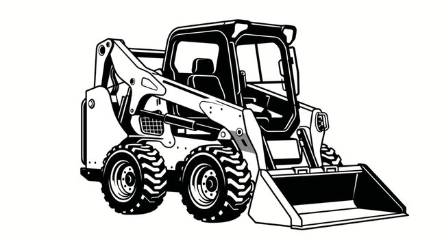 Skid Steer Loader Vector Illustration