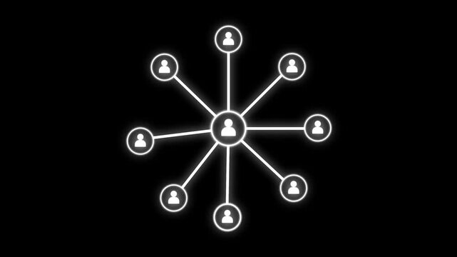 Animation of network connections. futuristic digital network technology concept, social networking animated diagram with man or user icon. Network system, network connections with people 4k