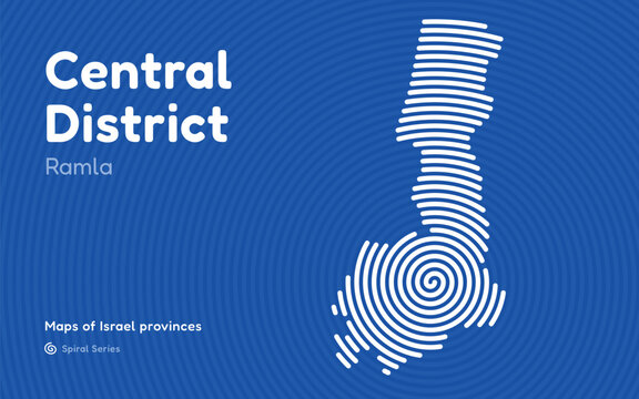 Spiral pattern map of Israel Central District with administrative center in Ramla