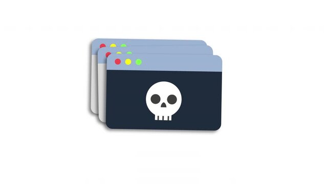 Malware Browser Panel Animation with Cybersecurity Threat and Virus Infection Concept