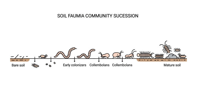 Soil Fauna Succession Diagram: From Bare Soil to Mature Ecosystem