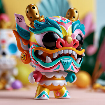 AI generator images of Dolls, models, art toys, Khon (Thai masked dance-drama), Phi Ta Khon (Thai ghost mask-drama) souvenirs from Thailand.

