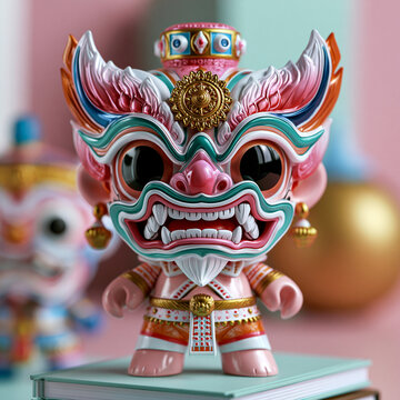 AI generator images of Dolls, models, art toys, Khon (Thai masked dance-drama), Phi Ta Khon (Thai ghost mask-drama) souvenirs from Thailand.
