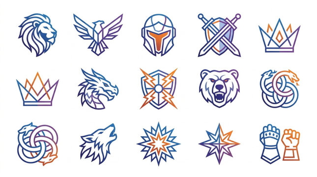 Collection of Fantasy Emblem Icons Vector Art.