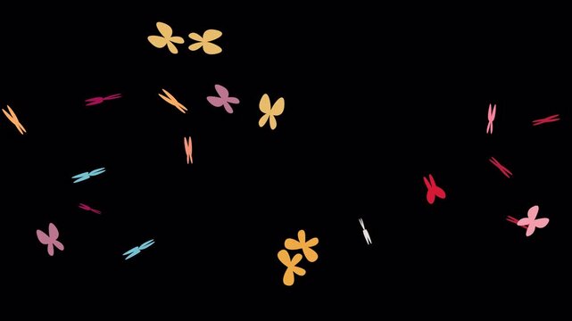 Animation of a large number of flying butterflies on an isolated Alpha channel