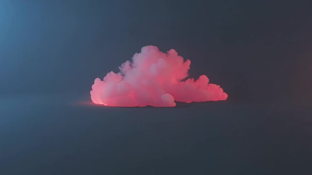 Glowing pink smoke expanding and filling a dark void
