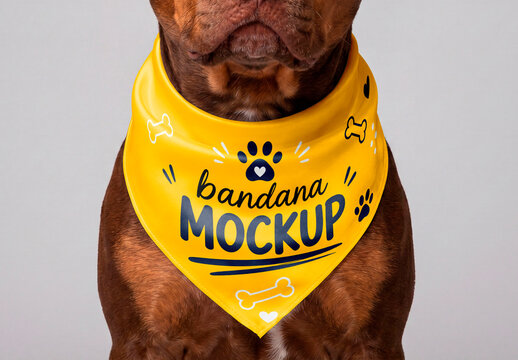 Dog Bandana Mockup on Pitbull