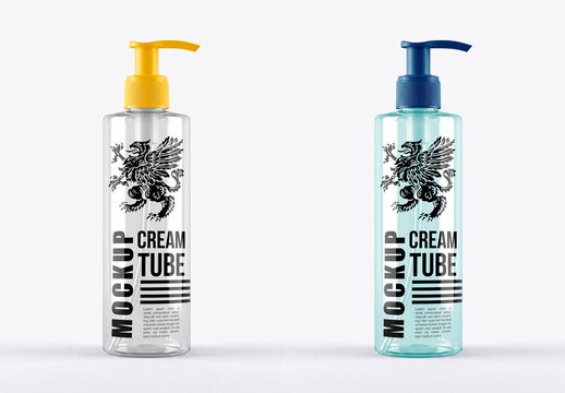 Clear pump bottle mockup isolated on background