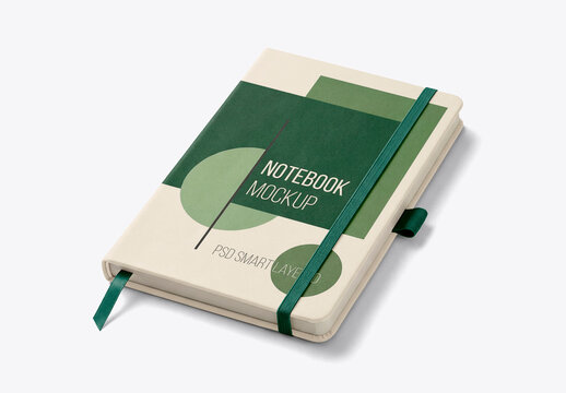 Hardcover Notebook Mockup &ndash; Elastic band journal