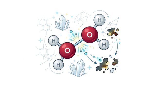 Hydrogen Peroxide H2O2 Molecule Structure Chemistry Illustration