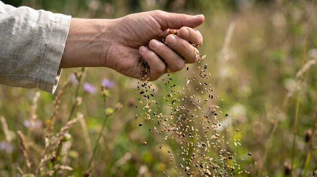 Hand Releasing Dandelion Seeds into Sunlit Field Wishful Freedom Nature Concept Lifestyle Outdoor