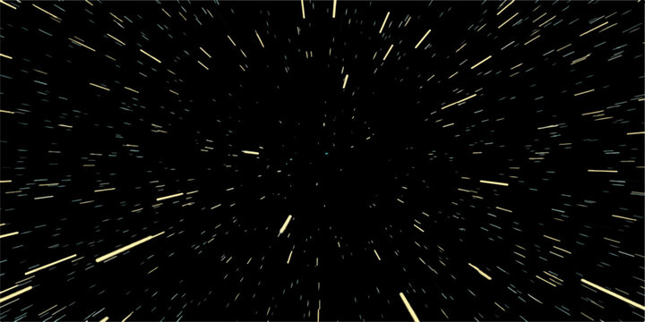 Warp speed tunnel with light streaks conveying motion and speed across the vastness of space.