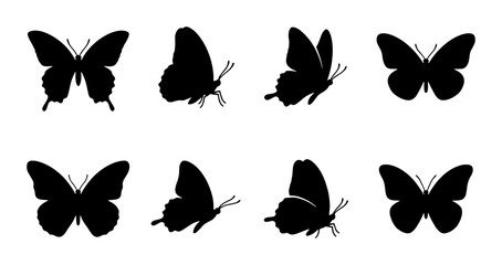 Elegant Butterfly Silhouettes, Vector Set: Delicate Insect Poses for Nature Designs, Spring Graphics, and Artistic Projects © Lima