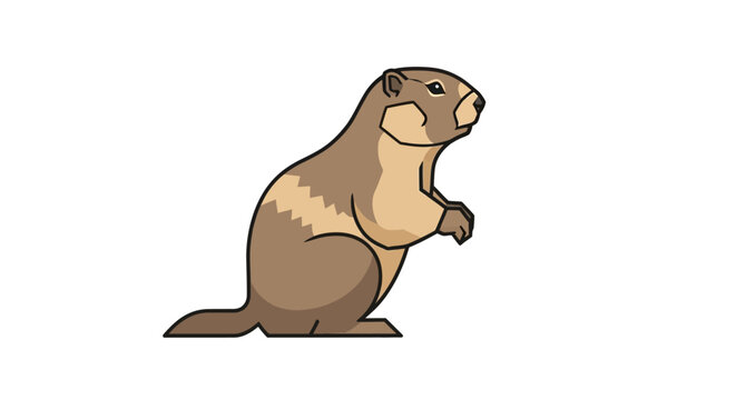 Brown marmot standing on hind legs.