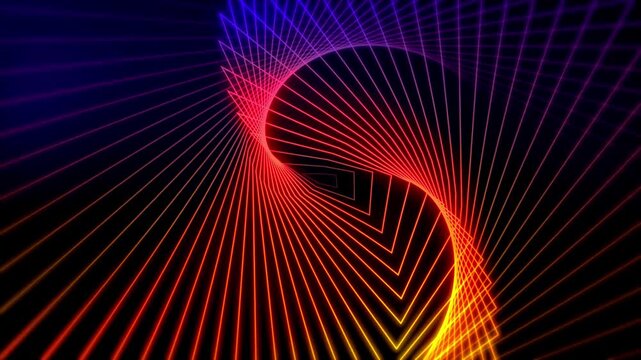 Colorful lines twist to form a beautiful wave pattern loop.