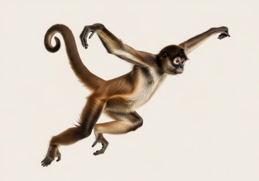 Agile Spider Monkey in Dynamic Pose Isolated on Transparent Background