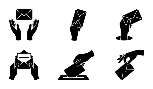Email Icons, Mailbox Icons, Sending Mail Icons, Postal Service Icons, Vector Graphics Set