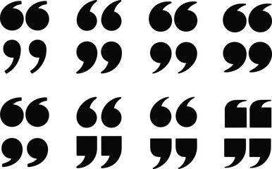 Fototapeta premium Quotation Mark Icons Collection Featuring Multiple Quote Symbol Styles for Typography Design and Editorial Content Use