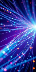 Obraz premium Silent streams of data flow through fibre optic cables, glowing bright with innovation, network connectivity, computer hardware
