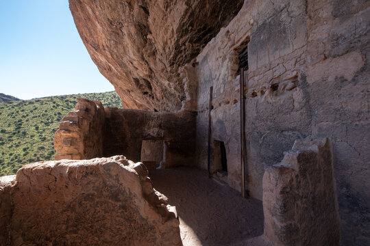 Exterior of Cliff Dwelling Built into Canyon Wall.