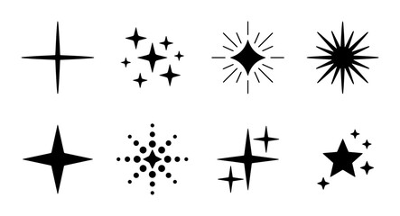 Obraz premium Sparkle Icons, Starburst Symbols, Glitter Accents, Shine Elements, Vector Graphics for Design Projects