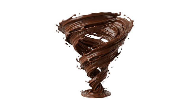 Chocolate tornado splash isolated on transparent background