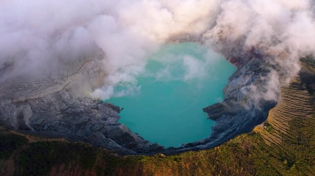Java Island Indonesia Majestic Mountain Landscape Featuring Mount Ijen Volcano