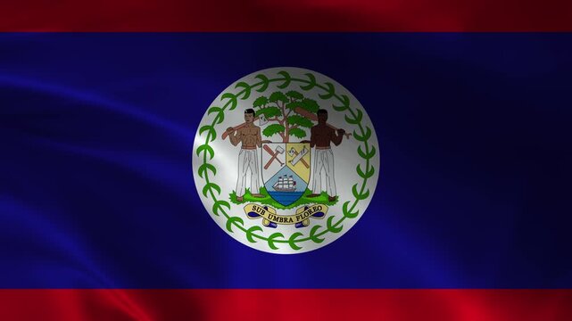 Belize flag animation with realistic fabric texture and dramatic lighting