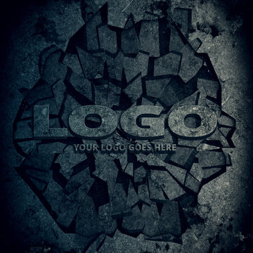 Breaking a Stone Wall Rock Logo Reveal. Square Stories Opener.
