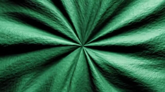Green radial pleated texture abstract background.