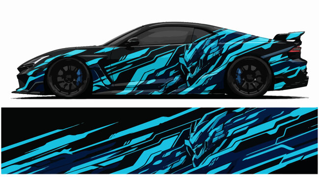 Car with blue abstract design.