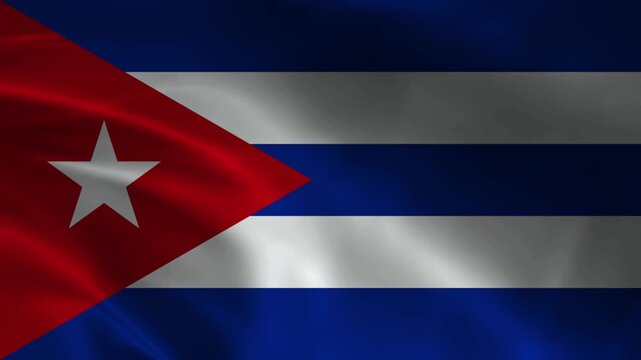Cuba flag animation with realistic fabric texture and dramatic lighting