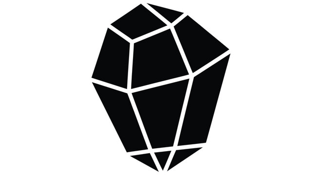 Geometric shaped Crystal Silhouette Black And White Graphic