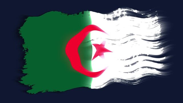 Waving Algeria flag as a grunge brush stroke, 4k seamless loop
