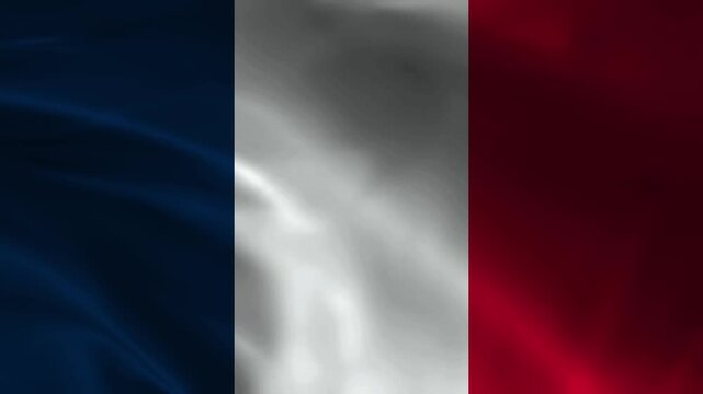 France flag animation with realistic fabric texture and dramatic lighting