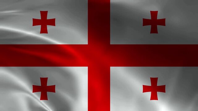 Georgia flag animation with realistic fabric texture and dramatic lighting