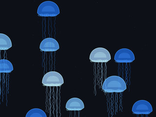 Luminous Jellyfish Tentacles Underwater Vector Pattern © iushakovsky