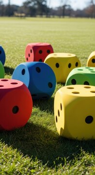 Set of Oversized Foam Dice on Lawn, 20260307 v2