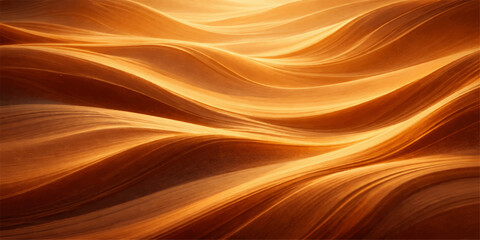 Abstract golden waves resembling desert sand dunes under warm sunlight, creating a serene and luxurious texture. © AeroVista