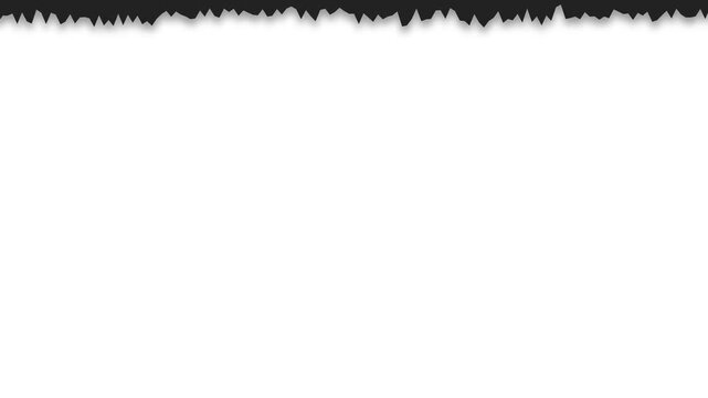 Black Torn Paper Jagged Edge Top Border on White Background