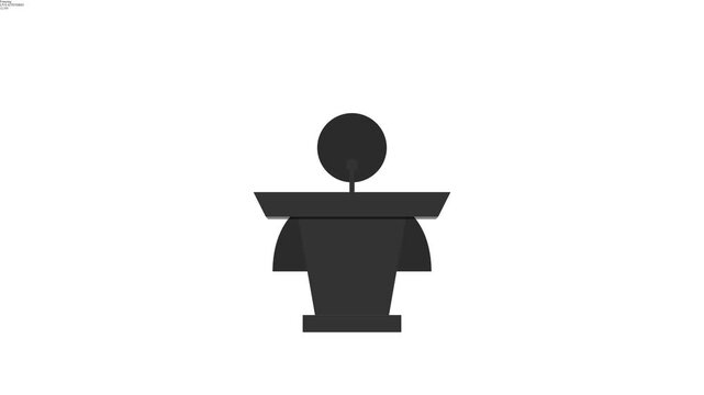 Minimalist 2D Silhouette of a Speaker at a Podium