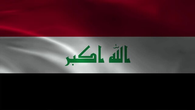 Iraq flag animation with realistic fabric texture and dramatic lighting
