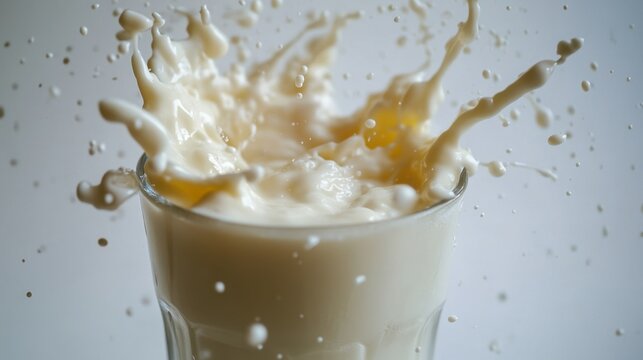 White Milk Splashing Into Clear Glass Gigapixel