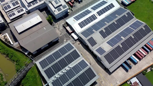 Industrial Renewable Energy System Featuring Rooftop Solar Power Installation