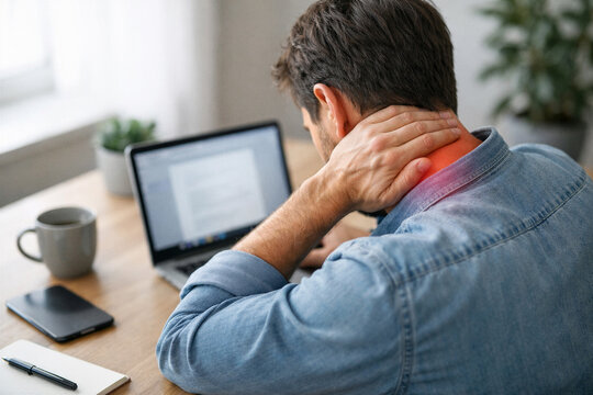 Neck pain from laptop use poor posture discomfort in modern workspace