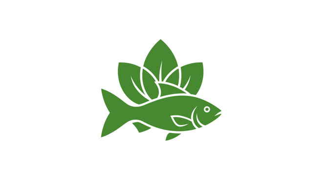 Green fish with leaf tail design illustration.